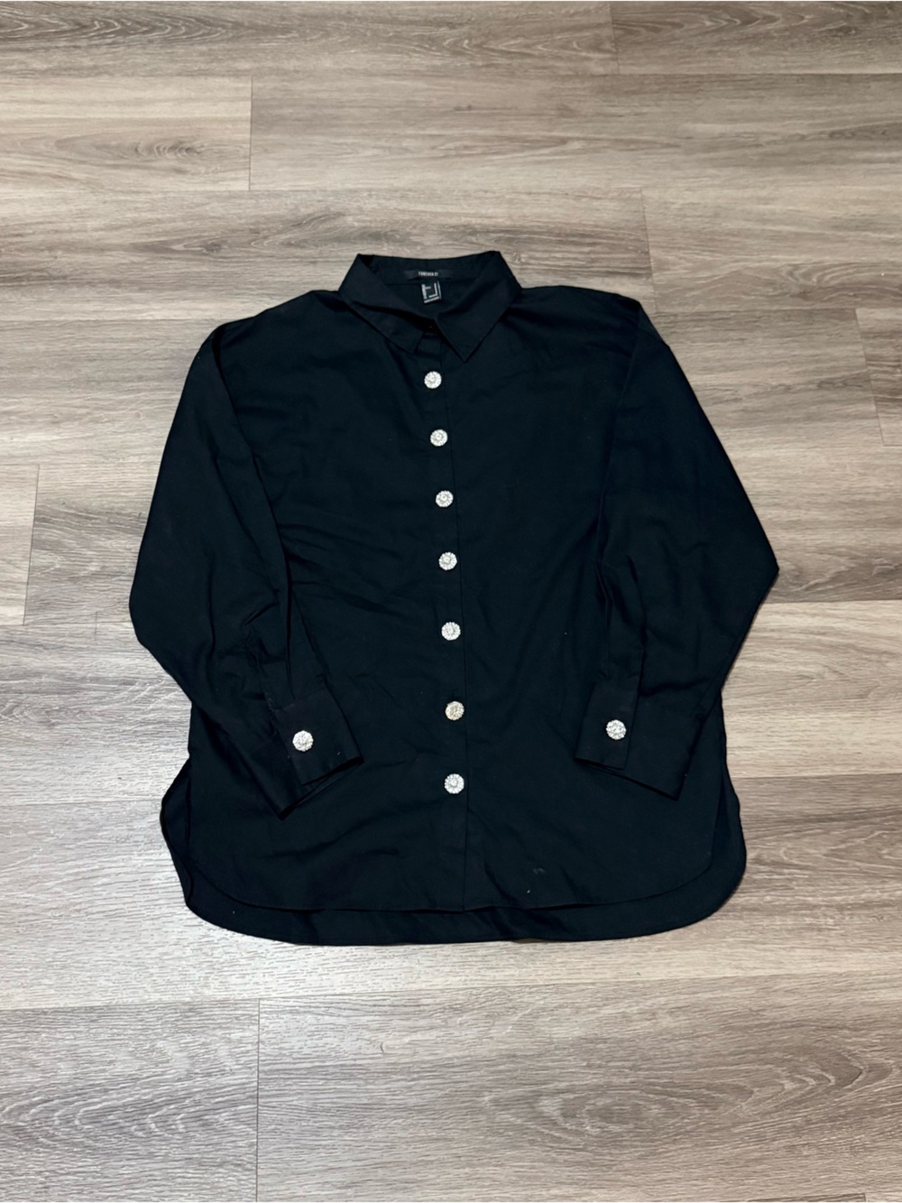 Forever 21 Black Men's Button-Up Shirt with Silver Buttons
